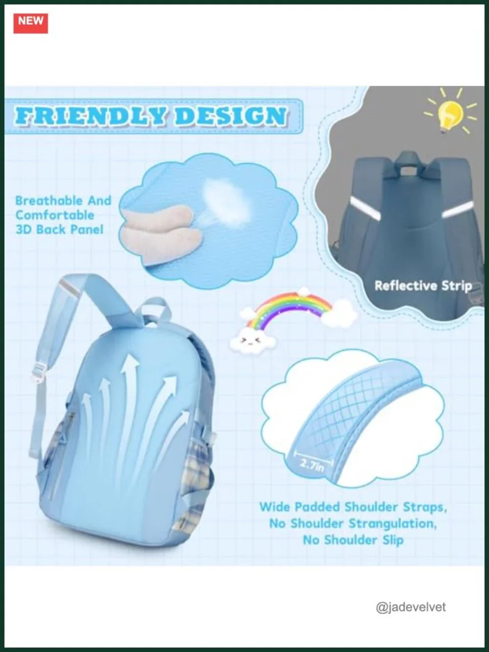 Kids Backpack for Girls Ages 6-14, Large Capacity School Bookbag w/ 9 Pockets,